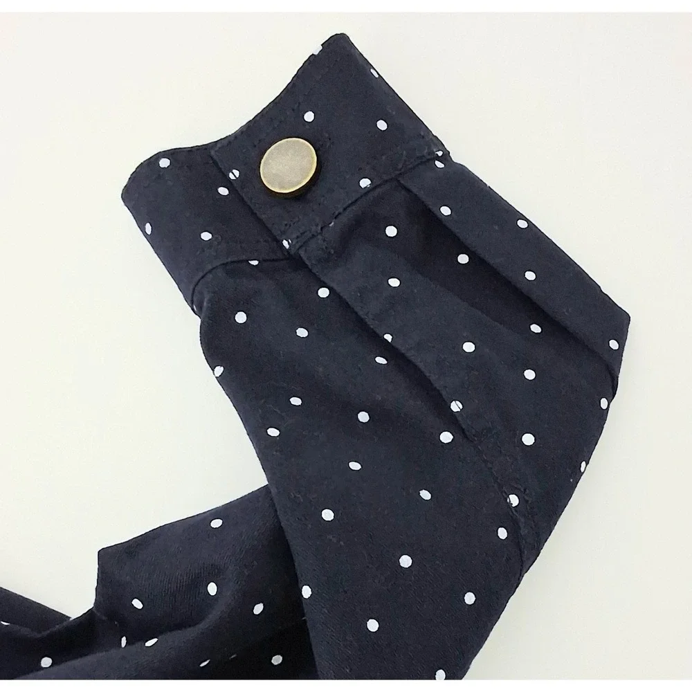Kate & Sam Jacket Women's Large Navy Blue Polka Dot Button Rope Tie Nautical New